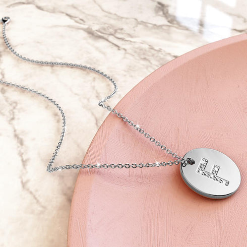 Initials Fabulous Alphabet Letter Necklace White Gold Layered Steel Jewellery
